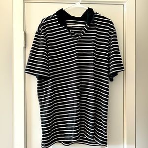 Black and white striped golf shirt